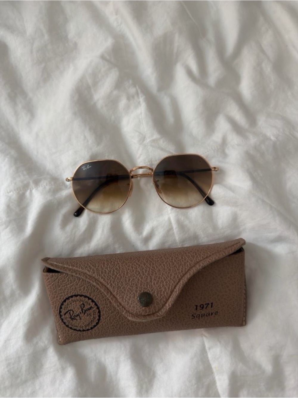 Ray-Ban Women’s Gold Frame Brown Gradient Square Sunglasses
